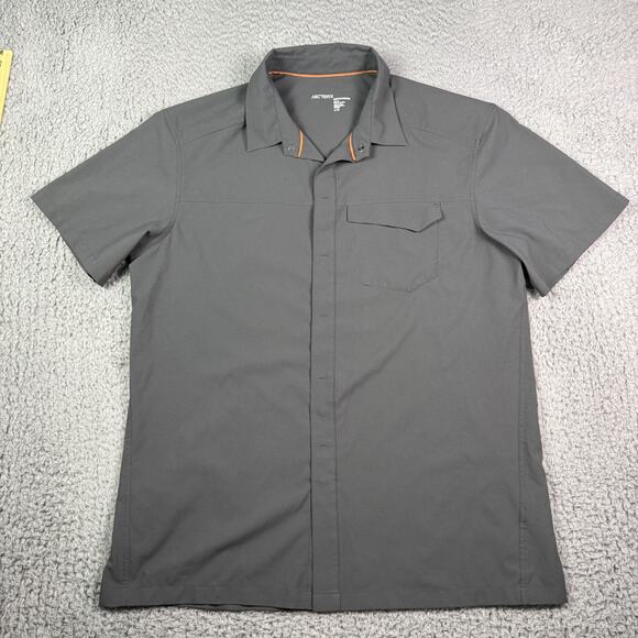 Arcteryx Skyline Shirt Mens Large Gray Trim Fit Short Sleeve Snap Performance - Picture 2 of 11